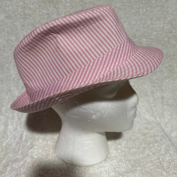 Peter Grimm Fedora Hat Small/Medium Pink And White Striped - Picture 1 of 6